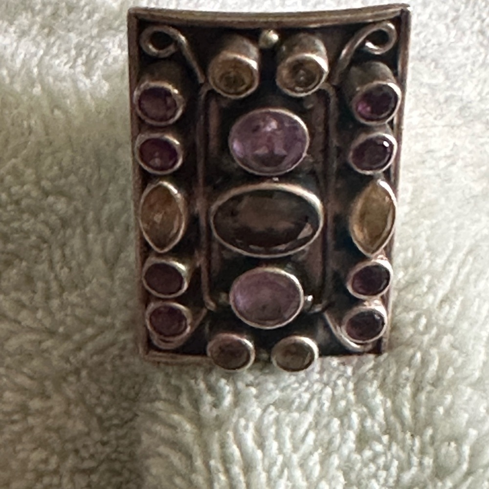 Elegant Multi-Stone Silver Ring